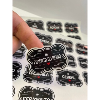 50 Adesivos no Vinil PRETO para Potes Organizadores Temperos Mantimentos Organizador 5x3,5cm ( ADESIVOS TEMPERO )