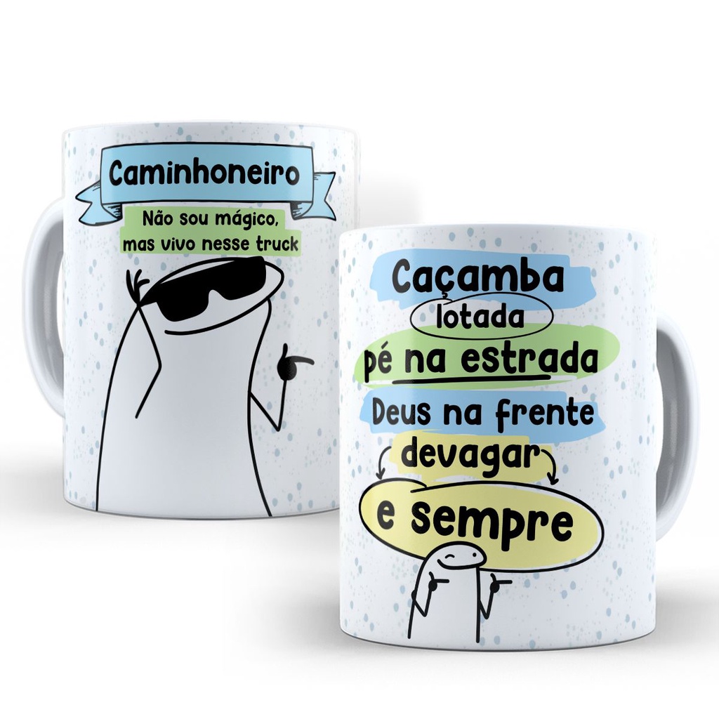 Caneca Caminhoneiro Profissões Flork Meme Divertida Personalizada 325ml