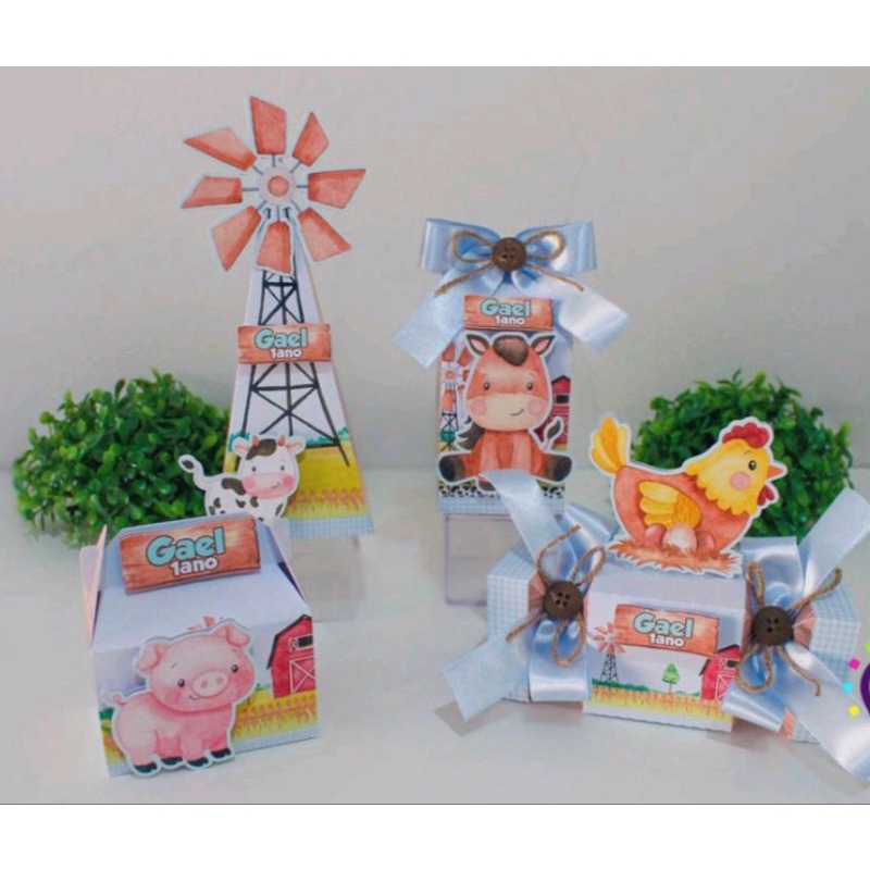 Kit Personalizado Fazendinha Menino Azul | Decoração Festa Infantil | Caixinhas Pegue e Monte