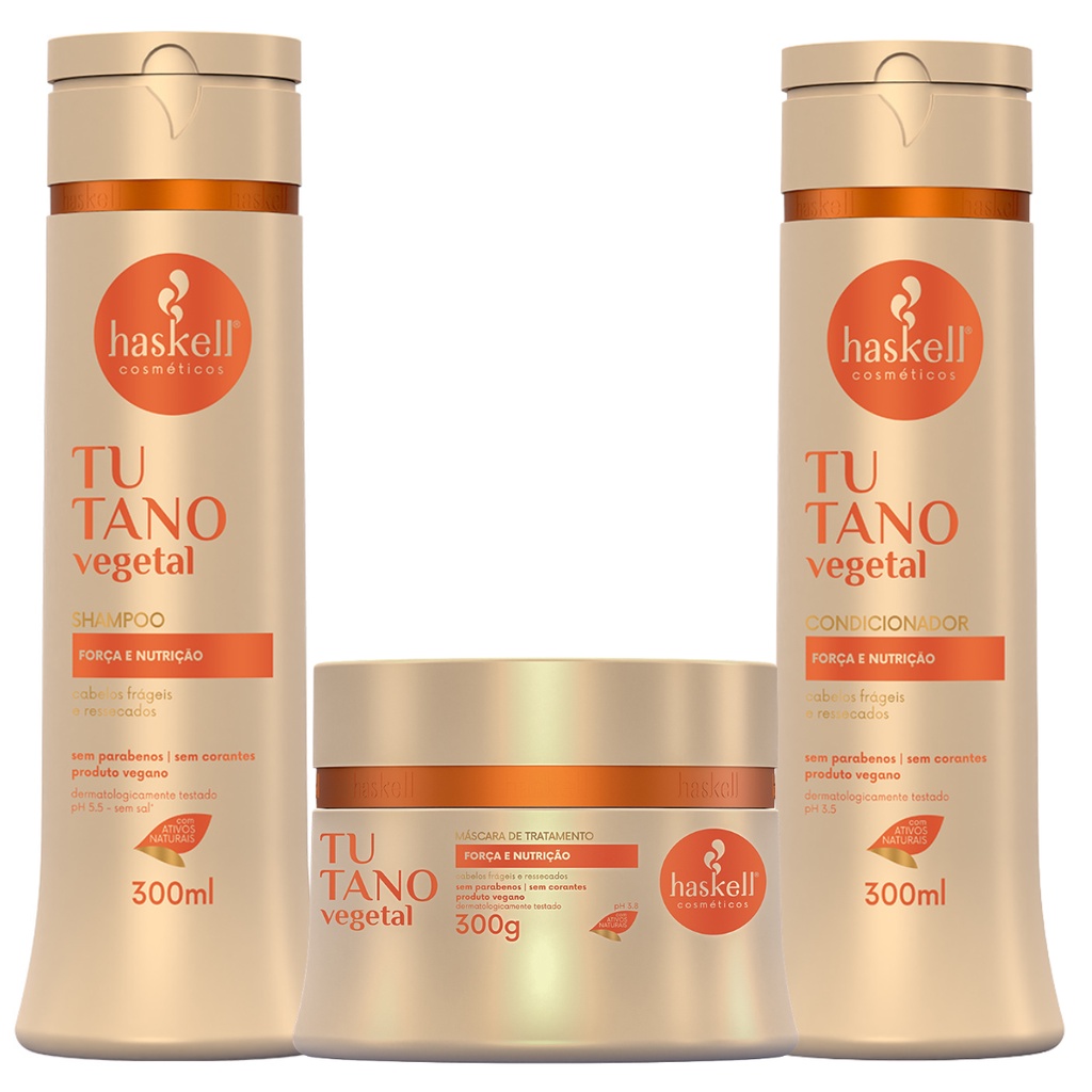 Kit Haskell Tutano Vegetal Shampoo Condicionador e Máscara 300g/ml