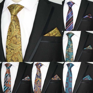 Conjunto De Lenço De Gravata De Luxo Para Homens Clássico 8CM Pescoço Floral Paisley Listrado De Seda Bolso Quadrado Casamento De Negócios