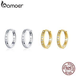 Brincos Bamoer Hoop Para Mulheres 925 Sterling Silver Minimalist Circle Coreano Fashion Jewelry