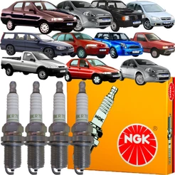 Jogo de Vela Original NGK Bravo 1.8 16V Bicombustível 1998 1999 Dobló e Adventure 2005 á 2019 Fiorino Furgão 1993 1994 1995 1996 1997 Grand Siena 1.6 Idea Linea Palio 1.0 8V 2003 2004 Weekend Punto Siena Strada Uno Vectra Cherokee Pajero TR4 Captur Volvo