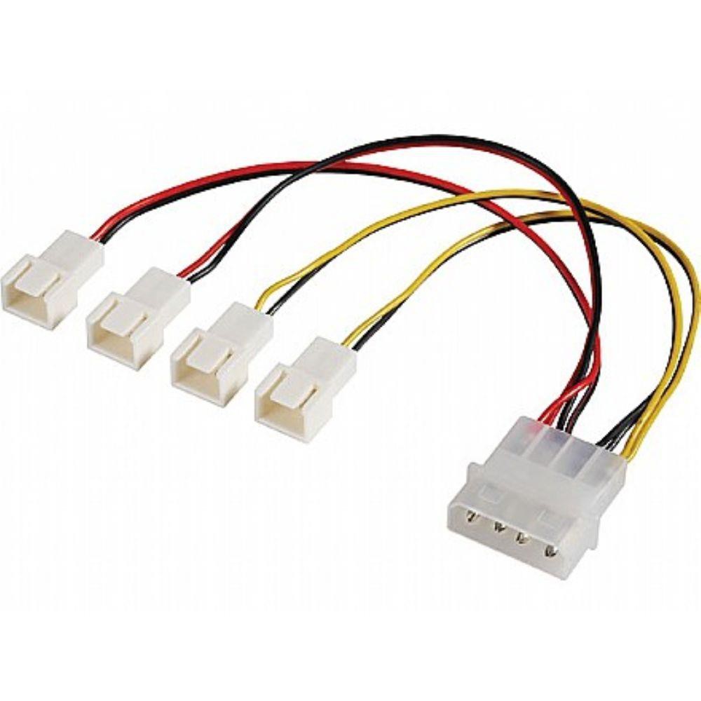 Cabo Splitter Adaptador Multi Cooler para Fonte. Permite a conexão de 4 Coolers Simultaneamente Diretamente na fonte de alimentação. AK-CB001 Multi Cooler