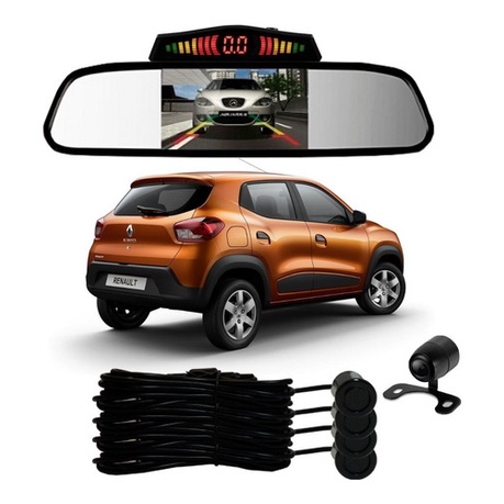 Sensor De Ré + Espelho Camera Ré Renault Kwid Preto em Oferta na Shopee