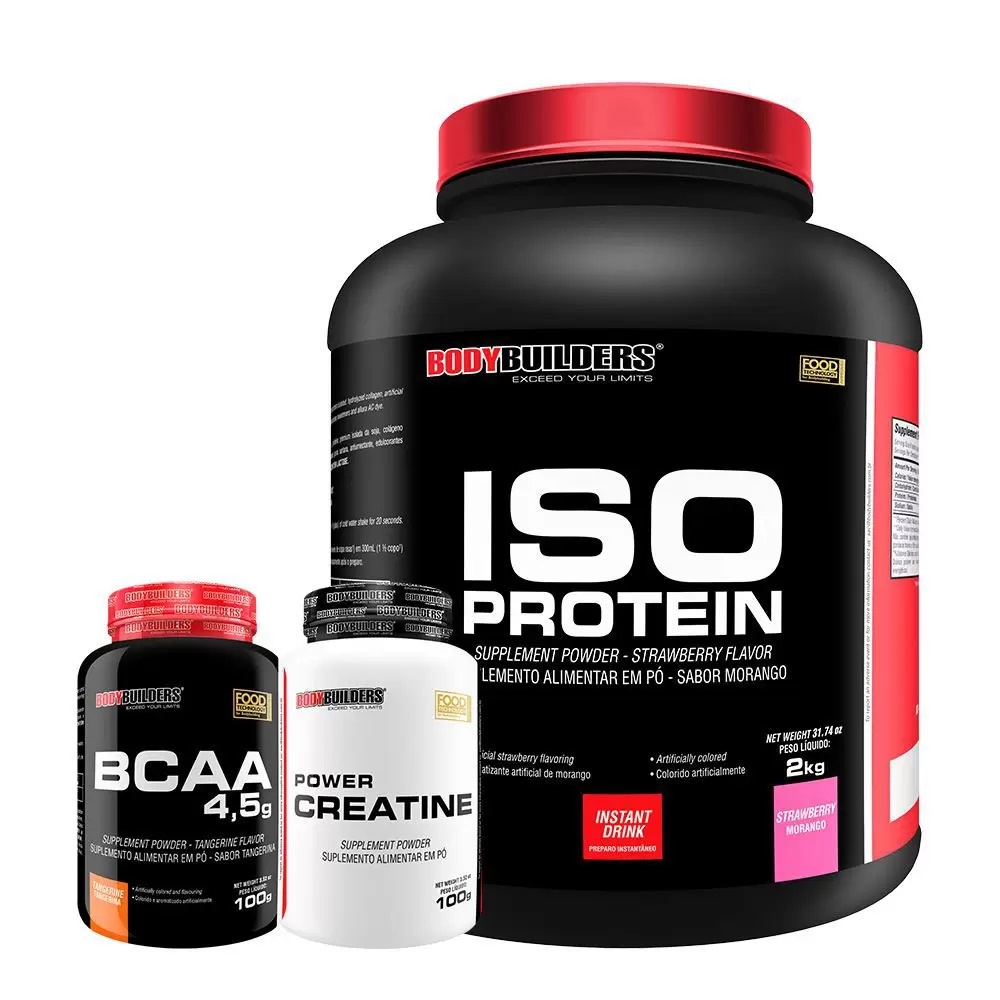Kit Iso Whey Protein 2kg + Creatina 300g + Bcaa 250g - Bodybuilders