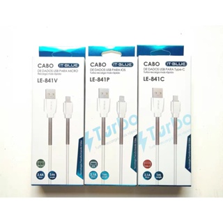 Kit 10  v8/iPhone / tipo-c  2.4a cabo de dados USB IT-BLUE com proteção robusta nas extremidades em Oferta na Shopee