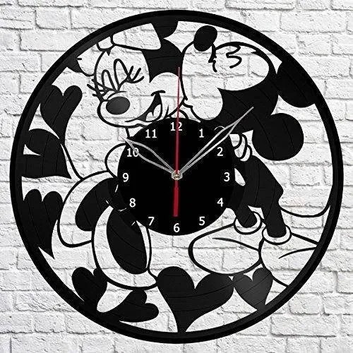 Mickey e Minnie - Relógio Disco De Vinil Decoração
