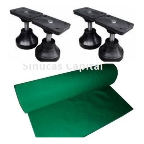 KIT 2m X 2,25 Tecido Verde Sinuca  + 4 Un Jogo Pé Nivelador