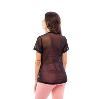 Blusa Feminina de Tule Transparente com Manga Roupa de academia Moda fitness em Oferta na Shopee