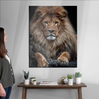 Quadro Decorativo Grande para Sala Quarto Pose Concentrado Beleza Leão