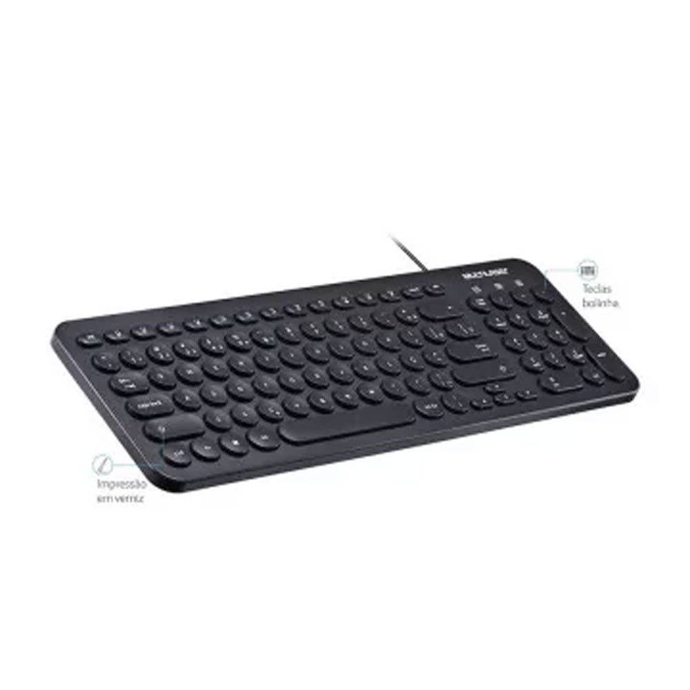 Teclado Multimídia Teclas Redondas USB Multilaser - TC234 em Oferta na Shopee