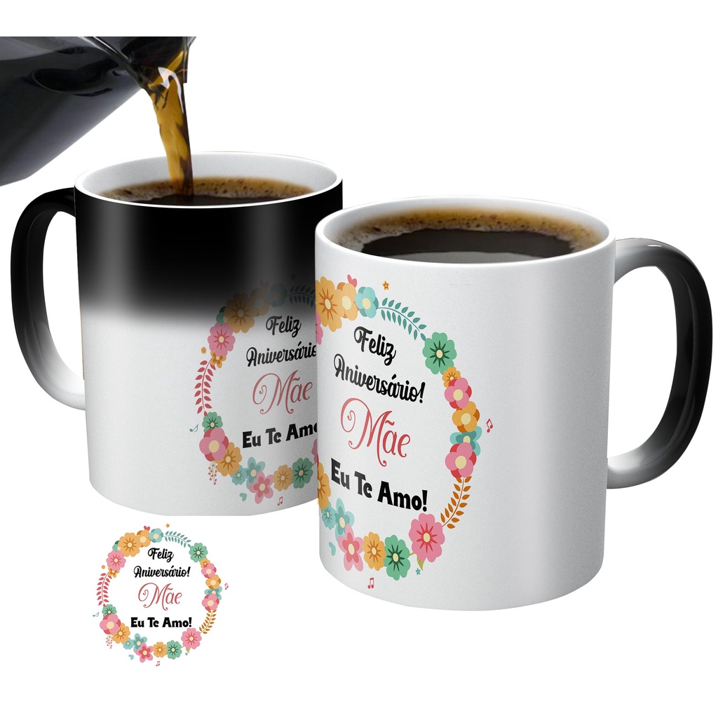 caneca mágica personalizada para presente feliz aniversário mãe