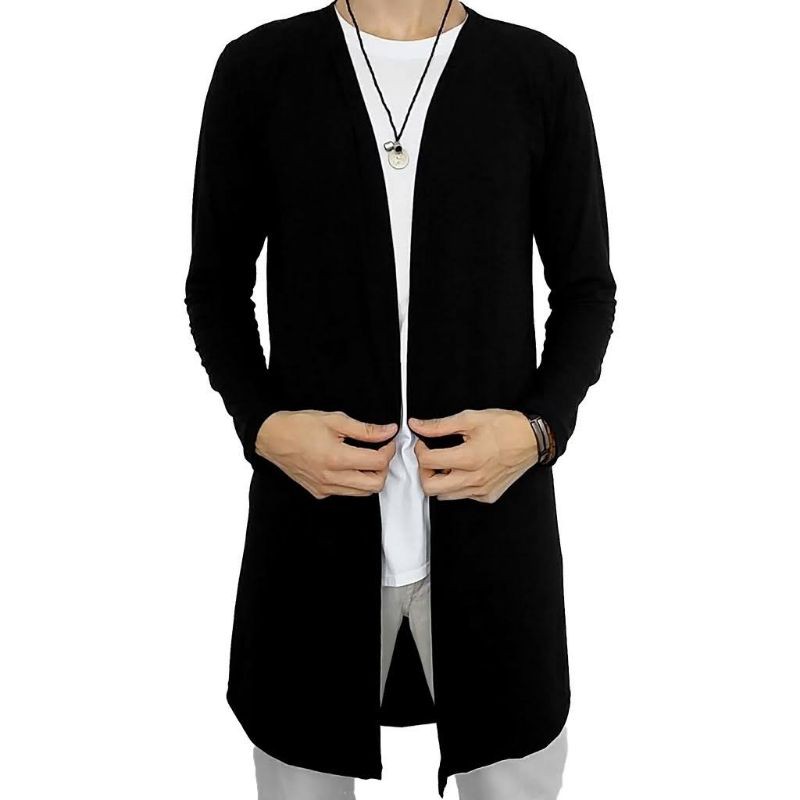 Cardigã Corta Vento Viscolycra Alongado com abertura lateral Cardigan blusa masculina de frio