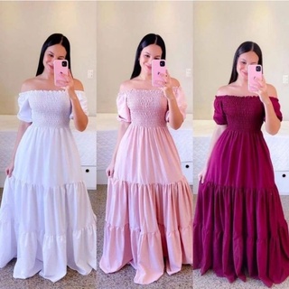 Vestido Femenino Longo Lastex Moda Evangélica Vestido Princesa Blogueira
