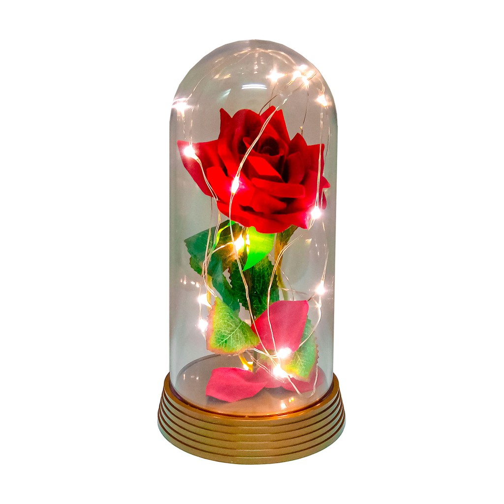 Luminária A Bela e A Fera redoma Luzes de Fadas Leds filme a Princesa Encantada e O Pequeno Príncipe