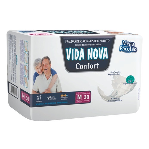 Fralda Geriátrica Vida Nova Confort Mega ( Med ) Com 30 Un.