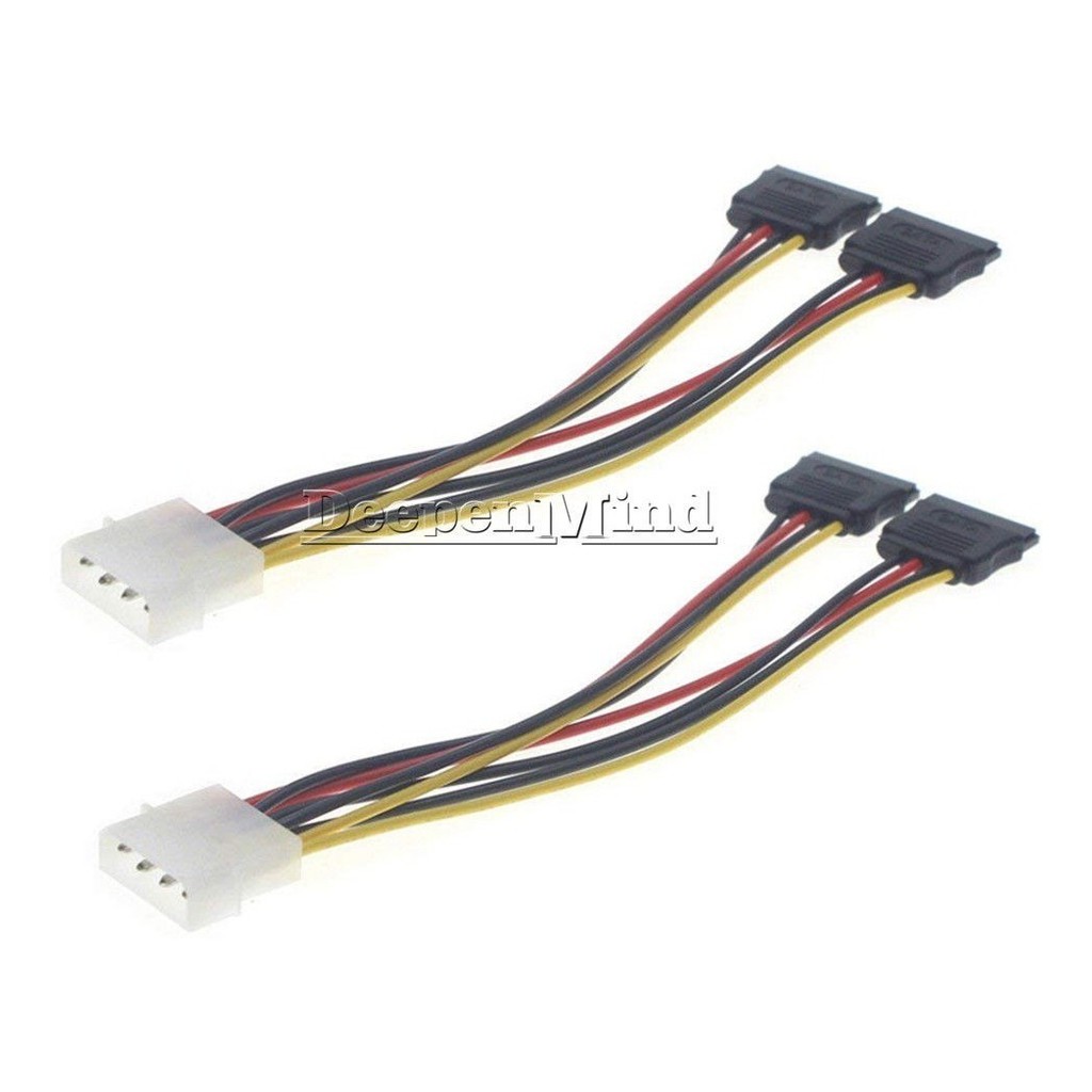 1x Cabo De Força Sata Duplo Fonte HD DVD Energia Alimentação 1x Molex IDE para 2x Sata Força