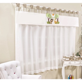 Cortina Savana Palha Para Quarto Bebê Menino 3 peças - Coleção Ternura PRONTA ENTREGA