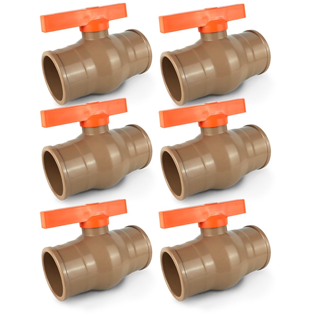 6x Registro De Esfera 25mm (3/4) Soldável PVC Monobloco Marrom em Oferta na Shopee