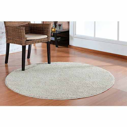 Tapete Redondo Sala Quarto Classic 100 X 100 Cm Creme Pérola