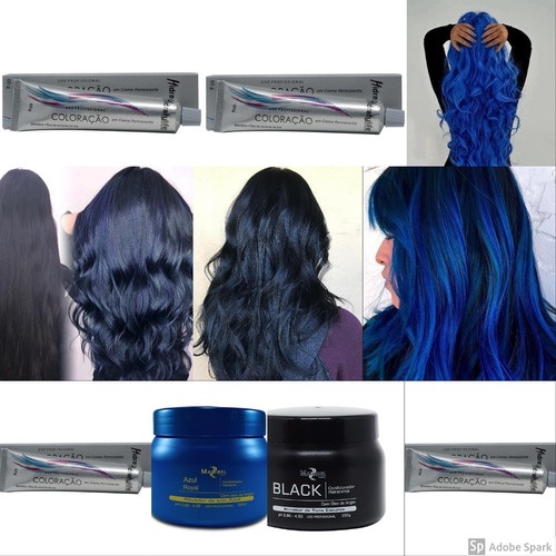 2 Tinta Azul 2 Preto Azulado 1 Matizador Azul 1 Black 250g