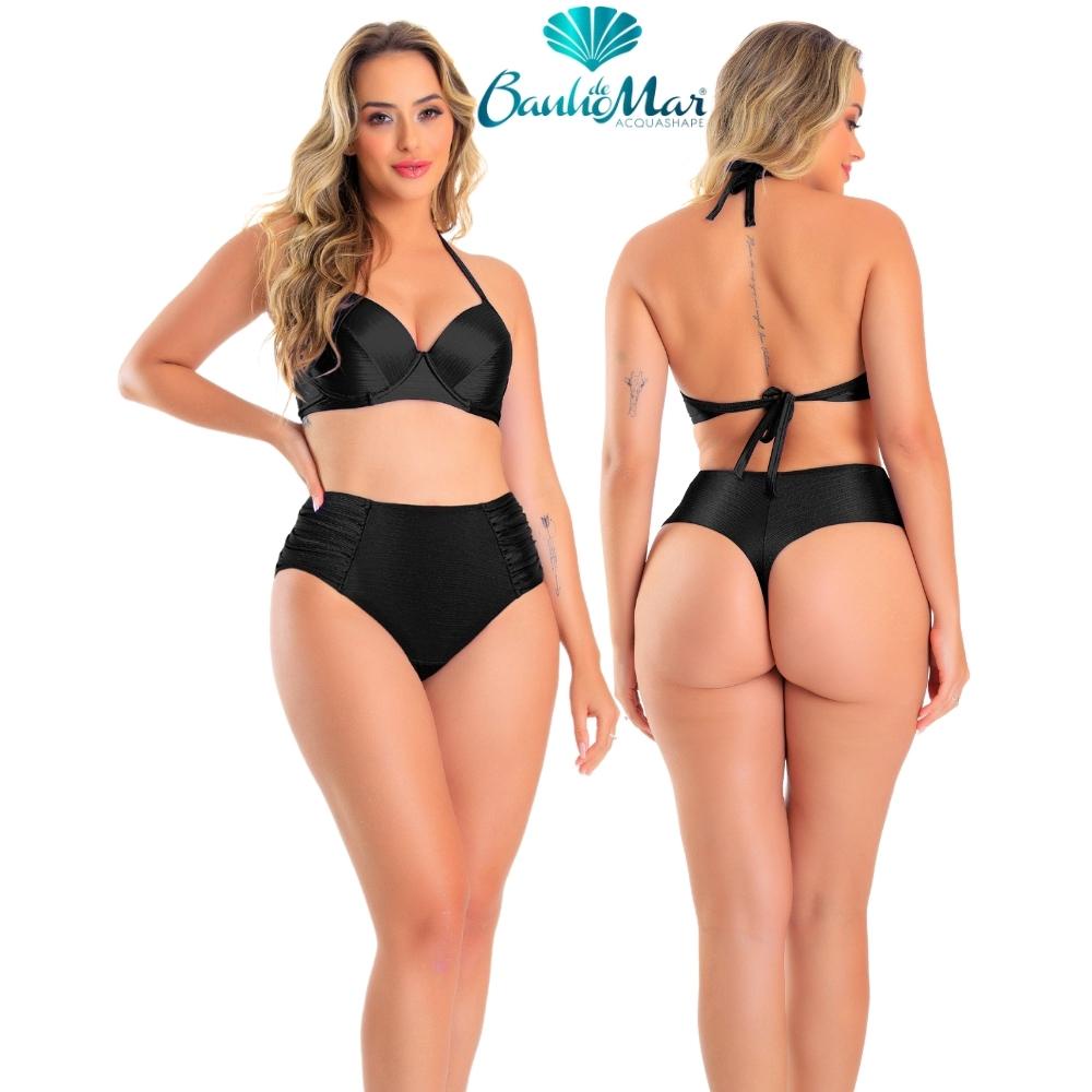 Calcinha de Biquini Efeito Zero Barriga Fio Dental Modela e Reduz Banho de Mar Plus Size Drapeado em Oferta na Shopee