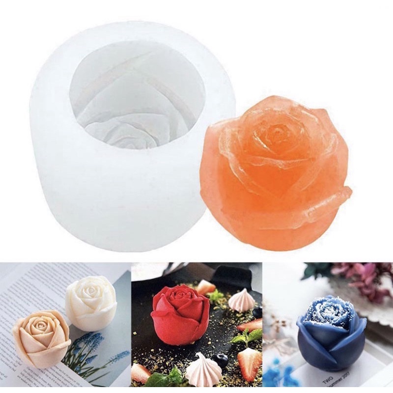 1 Forma de silicone 3D para cubo de gelo , forma de gelo reutilizável, bandeja de silicone com formato de rosa e urso