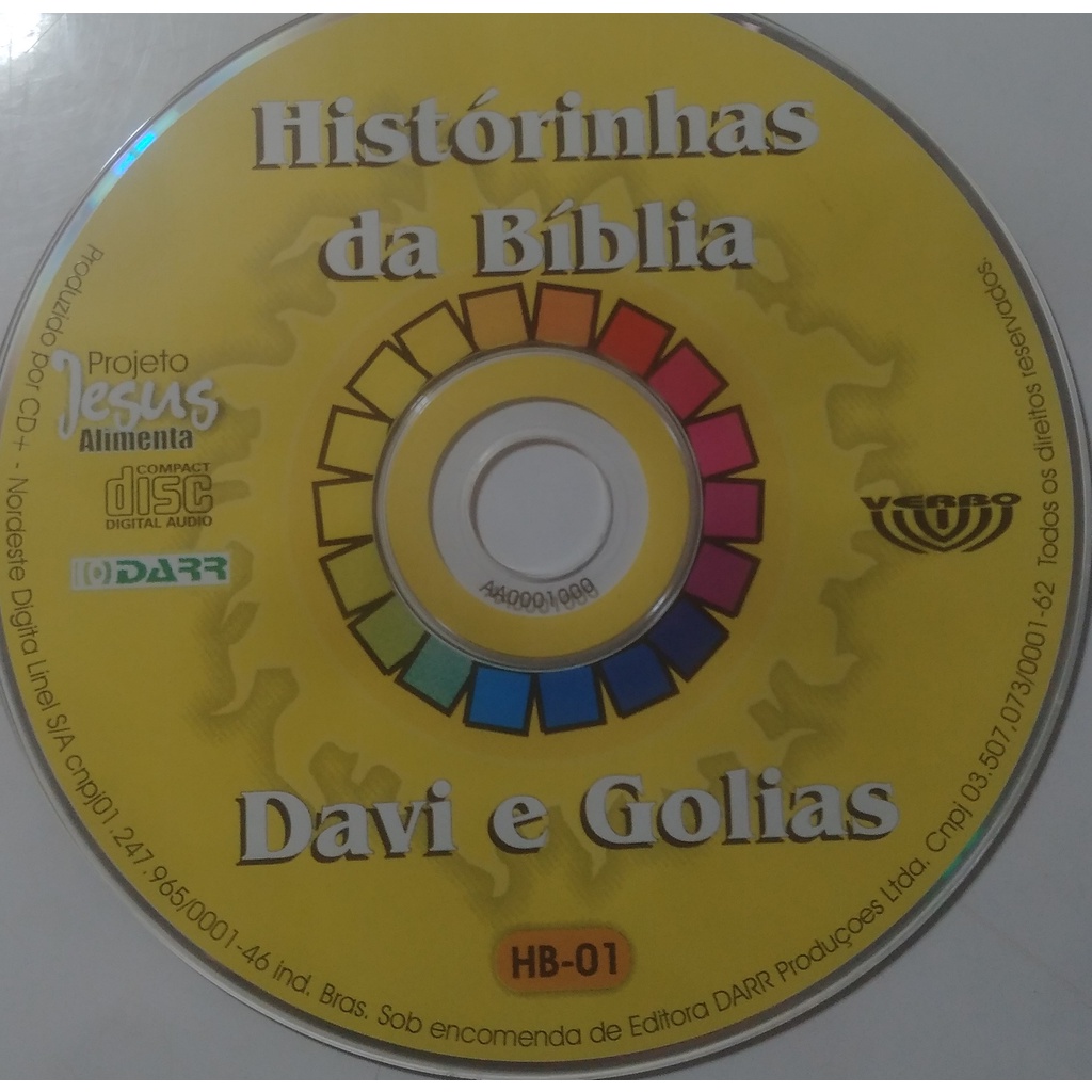CD Historinhas da Bíblia - Davi e Golias - Projeto Jesus Alimenta