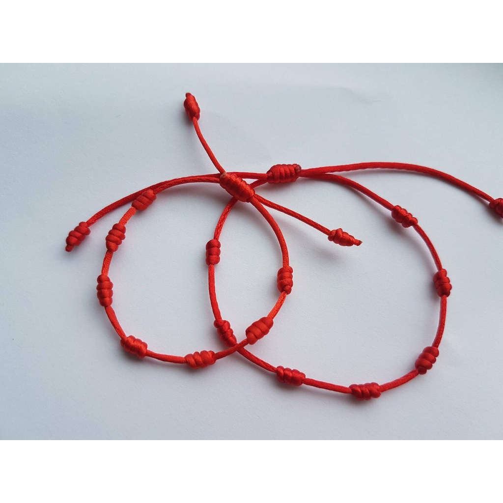 2 Pulseira 1 adulto 1 infantil  sete nós Kabbalah   para criança e bebe pulseira fita vermelha proteção contra o mal olhado mae e filho