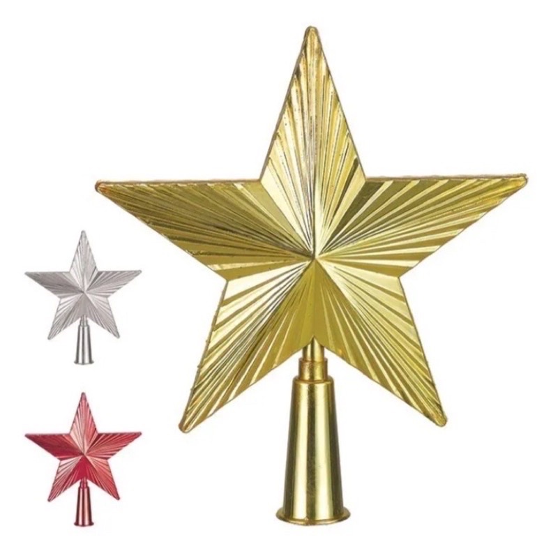 Ponteira Colorida Estrela Para Árvore De Natal Enfeite 18cm