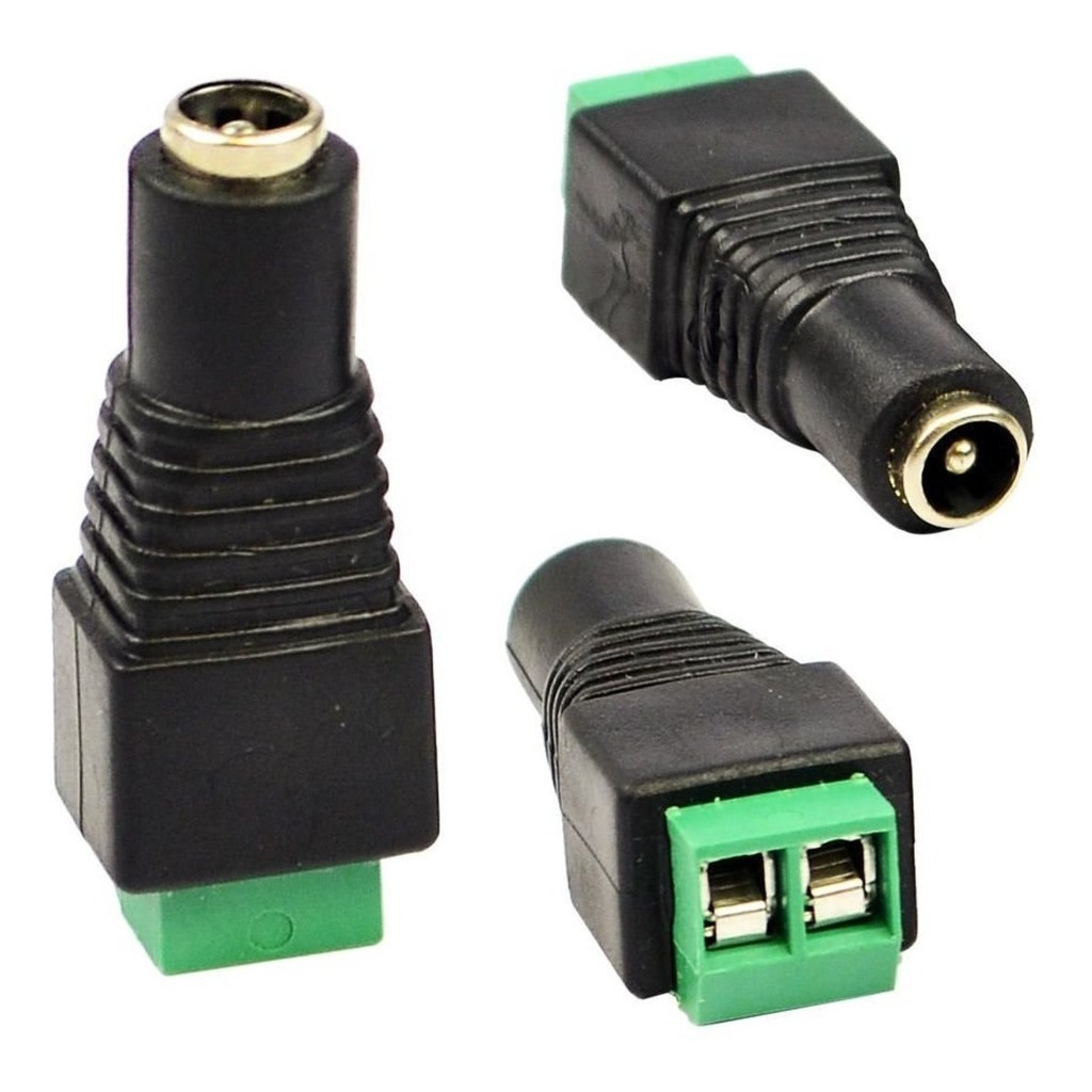 Conector Plug P4 Fêmea de Parafuso. Plug P4 F: 2,1 x 5,5 x 14mm. Adaptador Borne KRE De Alimentação 2 Vias X Plug P4 Fêmea.