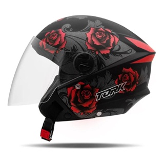 Capacete Aberto Moto New Liberty 3 Flowers Vermelha Pro Tork Tam. 60 em Oferta na Shopee