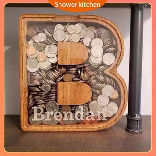 Cofrinho de madeira, decoração de casa, em forma de letras inglesas, muito bonito