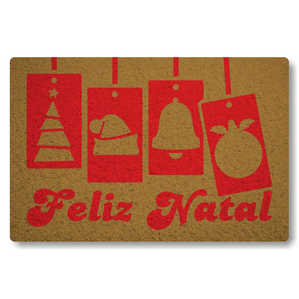 Capacho para Apartamento Feliz Natal 60x40cm ouro