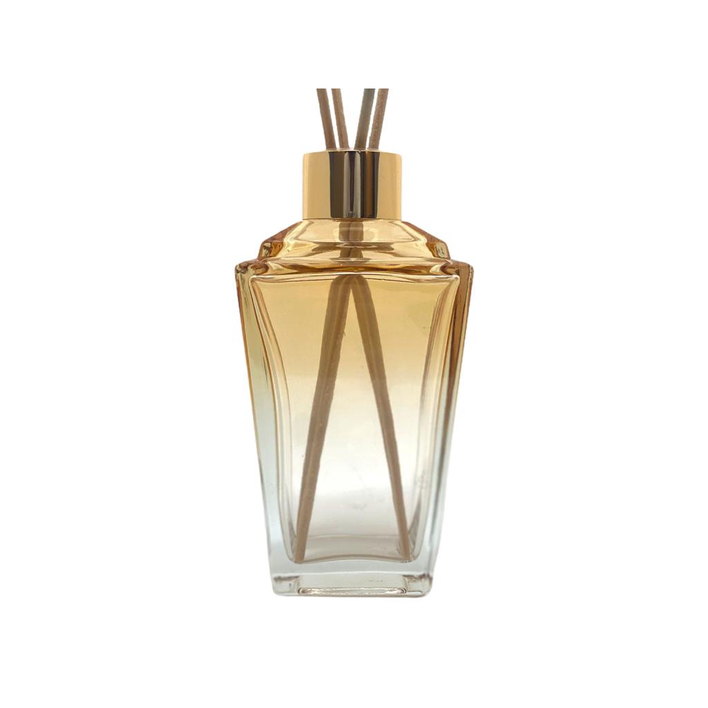 01 Frascos de Vidro Trapézio Degrade Mel 250ml Com Tampa Luxo Difusor de Ambiente + Varetas