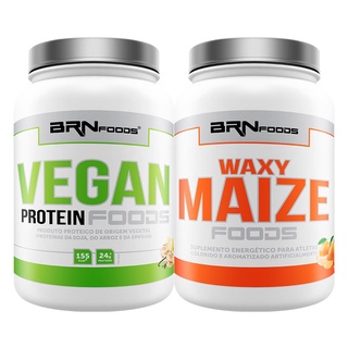 Kit Proteina Vegana Vegan Protein 500g + Waxy Maize 1kg Sabor Tangerina - BRN FOODS