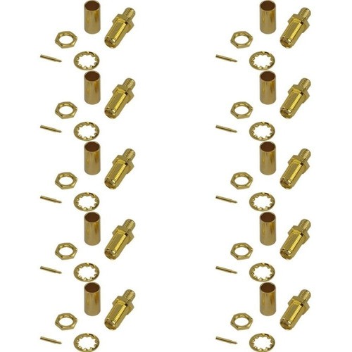 10 Conectores Wifi Sma Fêmea Rg58 Rg142 Lmr195 Rg400 Crimpar