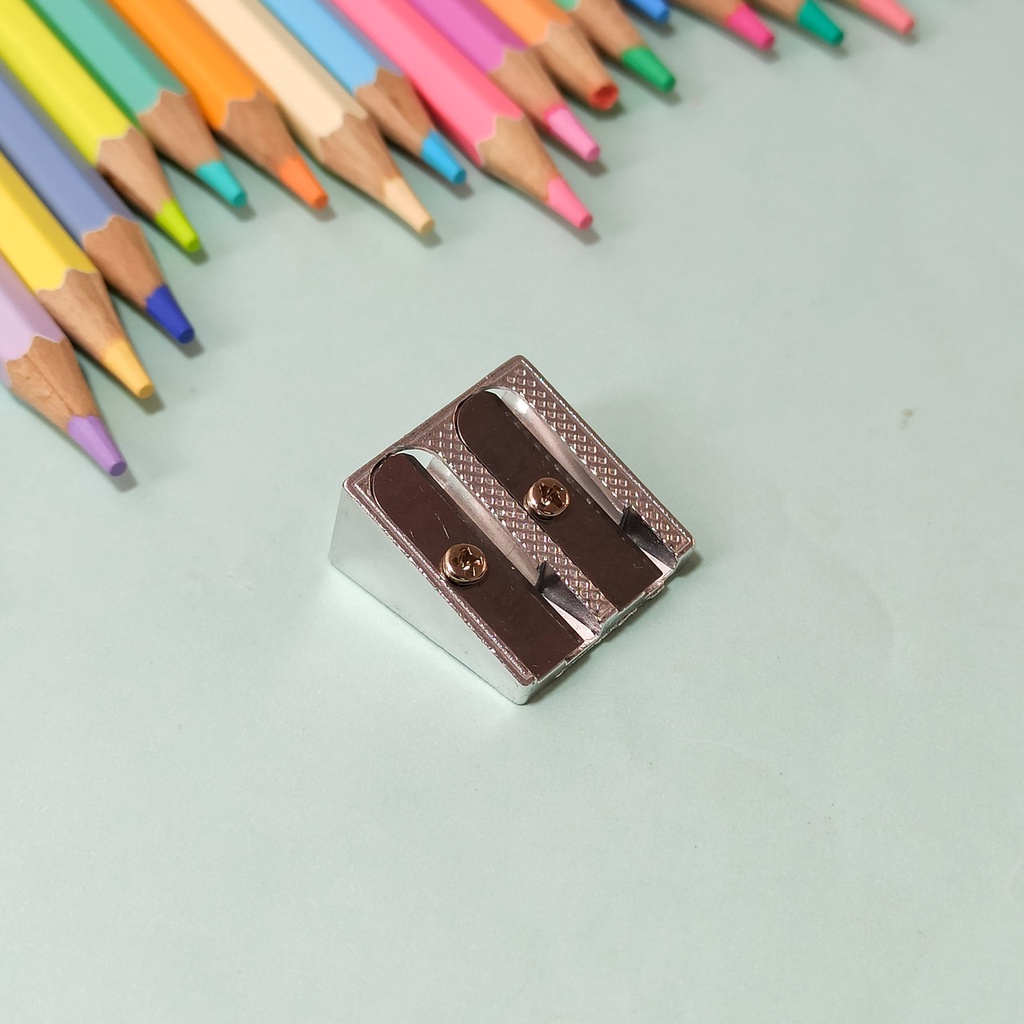 Apontador Metal Duplo Chanfrado - Onda / Material Escolar / Papelaria / Apontador Duplo em Oferta na Shopee