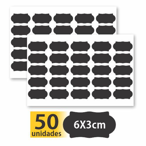 50 Etiquetas Adesivas Lousa 6x3cm Temperos Potes - Rótulos em Oferta na Shopee