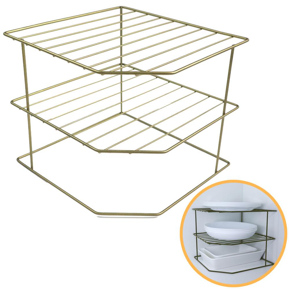 Organizador Porta Pratos Horizontal Viena 3 Níveis em Aço Verde Oliva 990844 BEL - Home & Living