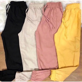 CALÇA JOGGER DE TECIDO ALGODÃO LINHO FEMININO P M G GG VARIAS CORES