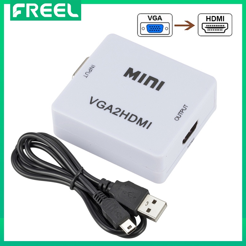 Mini VGA Para HDMI Conversor VGA2HDMI Adaptador De Áudio Caixa De Vídeo 1080P PC HDTV Projetor TV Portátil
