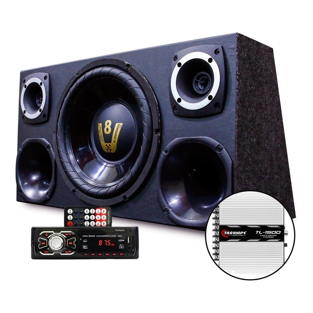 Caixa Som Trio Dupla Completa Radio Bluetooth Módulo Amplificador em Oferta na Shopee