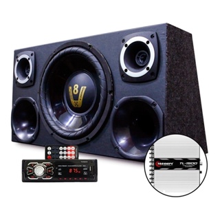 Caixa Som Trio Dupla Completa Radio Bluetooth Módulo Amplificador em Oferta na Shopee