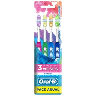 Escova Dental Oral-B Indicator Color Collection 35 Pack Anual - 4 unidades em Oferta na Shopee