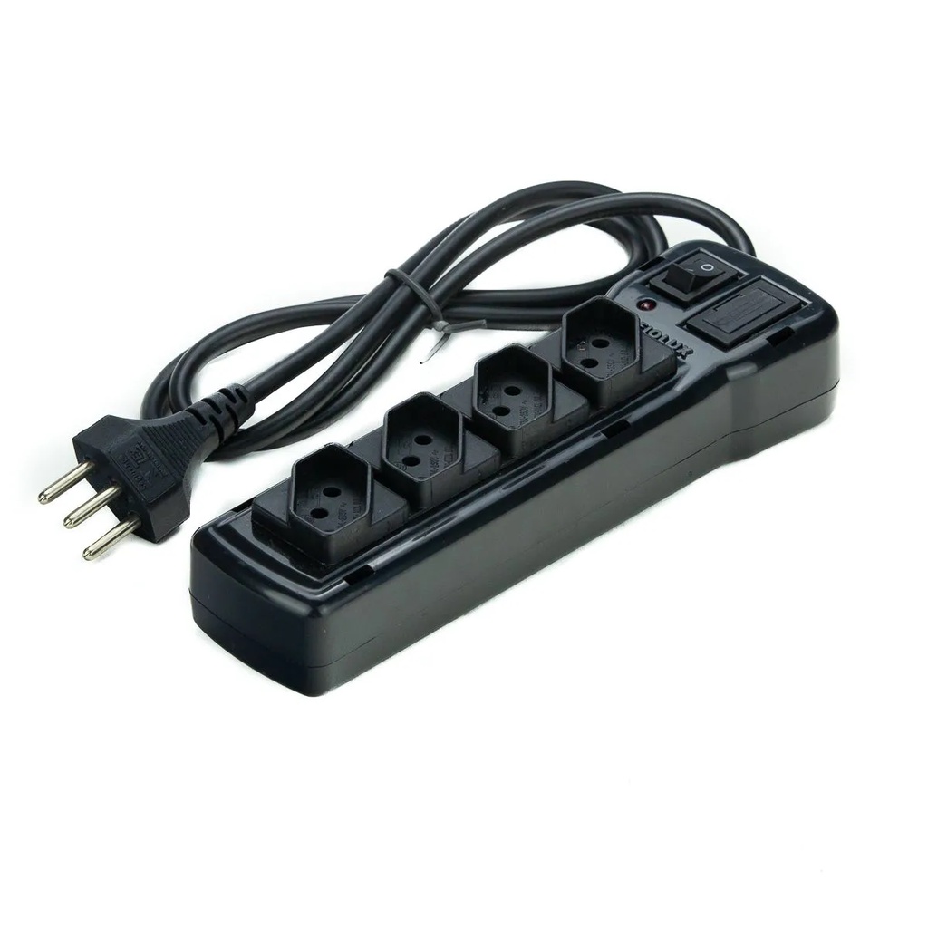 FILTRO LINHA COM FUSIVEL LED PROTEÇÃO NBR 3P 4 TOMADAS BIVOLT FIOLUX FLOWPACK