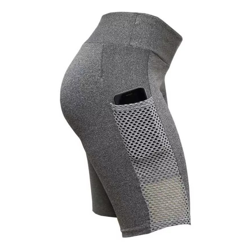 Bermuda Com Bolso de Tela Roupa De Malhar Feminina Fitness Ginástica