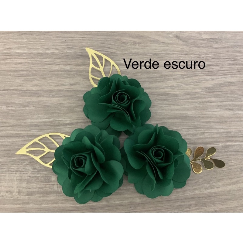 Flores para topo de bolo (3 unidades ) incluso folhas, tamanho das flores 6  cm | Shopee Brasil