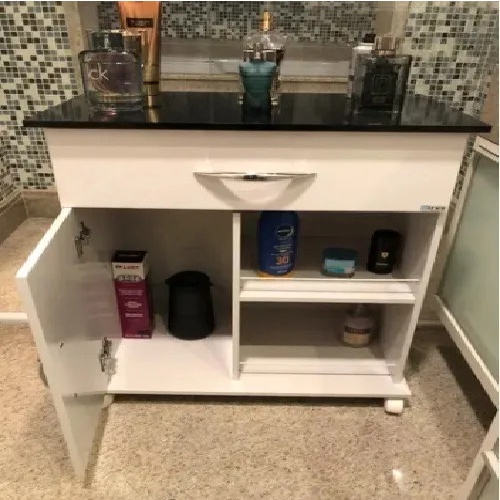 Armarinho Gaveteiro Branco Com Rodinhas Porta Relógio P/ Quarto De Casal